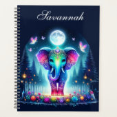 Neon Kleurrijke Holografische Versierde Olifant | Planner (Voorkant)