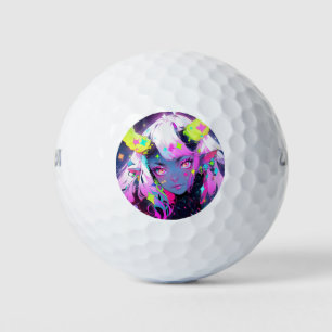 Neon Kleurrijke Kawaii Demon Anime Meisje Golfballen