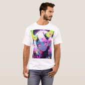 Neon Kleurrijke Kawaii Demon Anime Meisje T-shirt (Voorkant volledig)