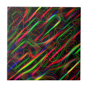 Neon Kleurrijke Lijnen Tegeltje