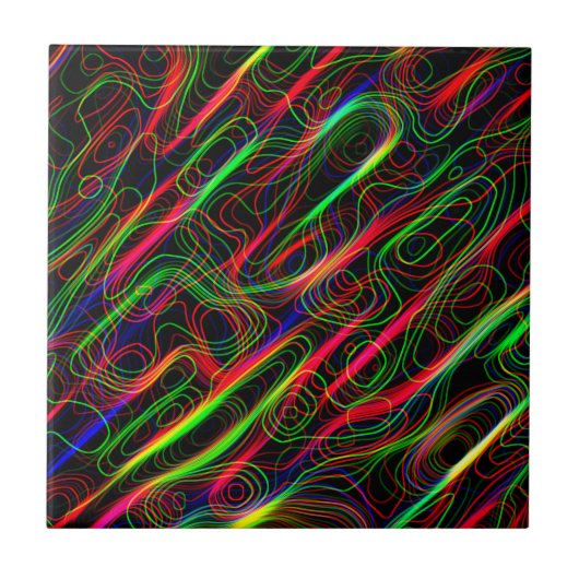 Neon Kleurrijke Lijnen Tegeltje (Voorkant)