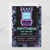 Neon Kleurrijke Retro Arcade Kind Gamer Verjaardag Kaart (Voorkant)