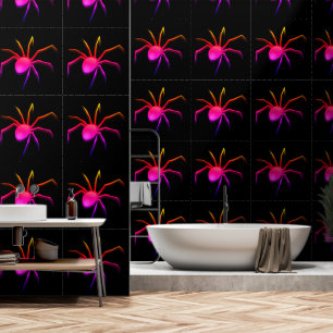 Neon Kleurrijke Spider Custom Kleur Zwart Behang