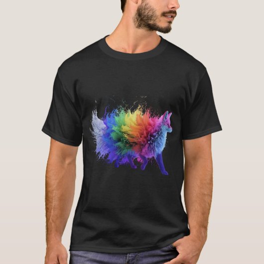 Neon kleurrijke vos t-shirt (Voorkant)