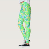 Neon Kleurrijke Zure Reis Groovy Abstracte Marmere Leggings (Links)