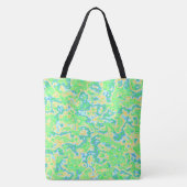 Neon Kleurrijke Zure Reis Groovy Abstracte Marmere Tote Bag (Achterkant)