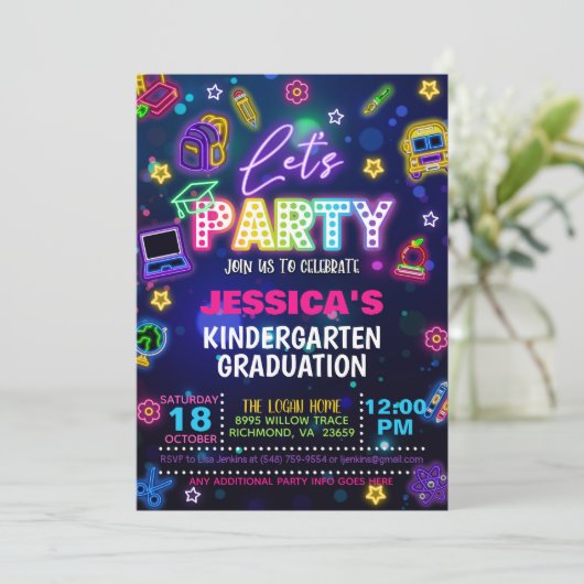 Neon Kleuterschool/PreK/Preschool Afstuderen Kaart (Staand voorkant)