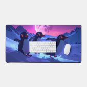 Neon Koelende Pinguïns Bureaumat (Keyboard & Muis)