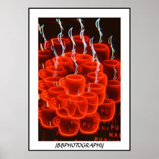neon koffiebeker waanzin poster