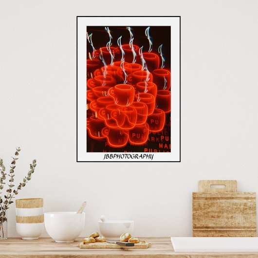 neon koffiebeker waanzin poster (Keuken)