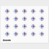 Neon Kompas Kunst Ronde Sticker (Vel)