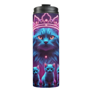 Neon Koning Kat & Malle Kittens   Levendig Neon Po Thermosbeker