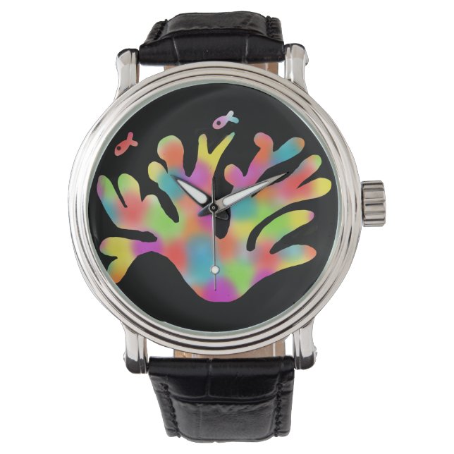 Neon koraal  horloge (Voorkant)
