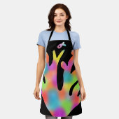 Neon koraal ontwerp schort (Gedragen)