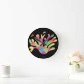 Neon koraal ronde klok (Huis)