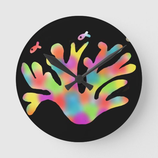 Neon koraal ronde klok (Voorkant)
