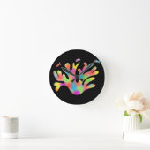 Neon koraal ronde klok (Huis)