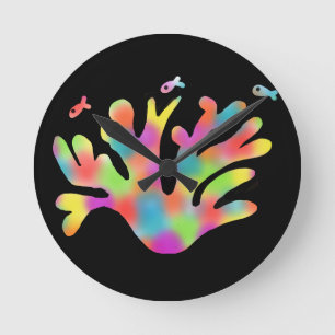 Neon koraal ronde klok