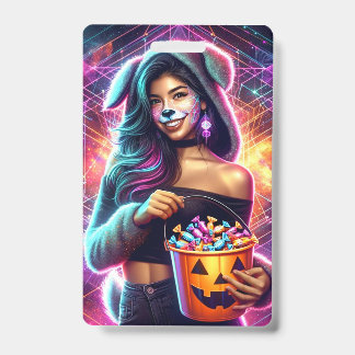 Neon Kosmisch Puppy Meisje Badge