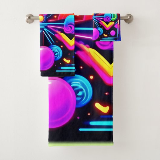 neon kosmische caleidoscoop bad handdoek (Insitu)
