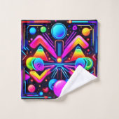 neon kosmische caleidoscoop bad handdoek (Wasdoekje)