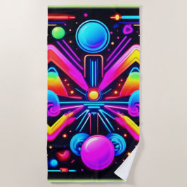 neon kosmische caleidoscoop strandlaken