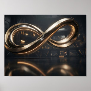 Neon Kosmische Lichtgolven Blauw en Paars Abstract Poster