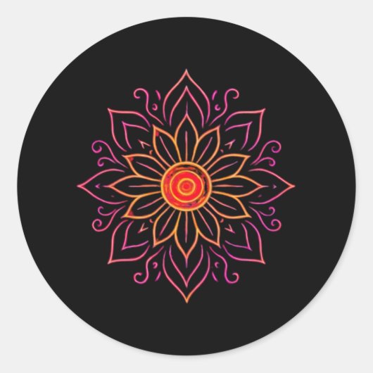 Neon Kosmische Mandala Sticker | Etherische Vintag (Voorkant)