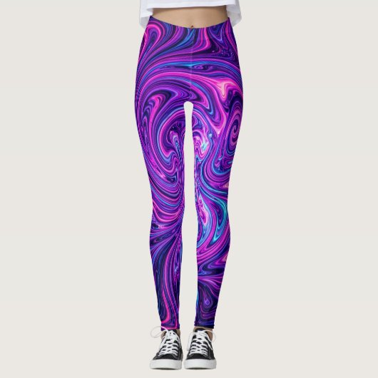 Neon Kosmische Wervelende Kunst Leggings (Voorkant)