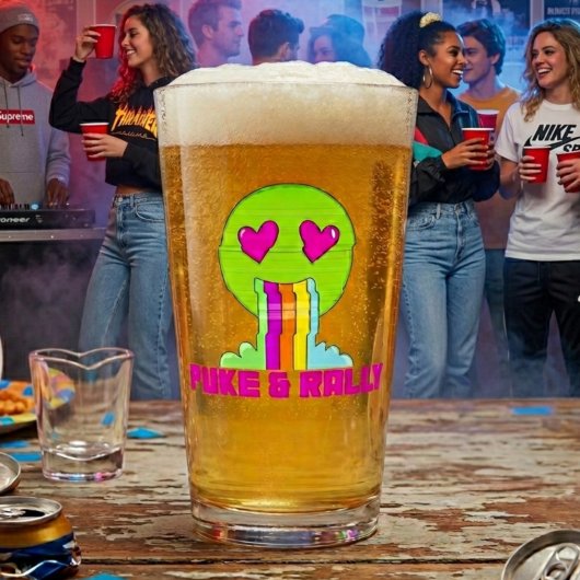 Neon Kots & Rally Pintglas | Grappig Feestje Glas
