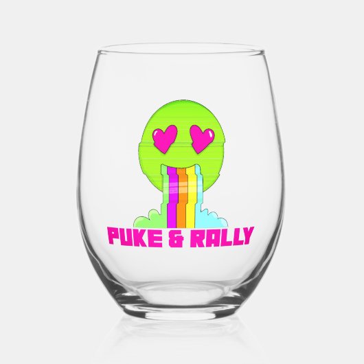 Neon Kots & Rally Stengel-loze Wijn Glas | Feestje (Voorkant)