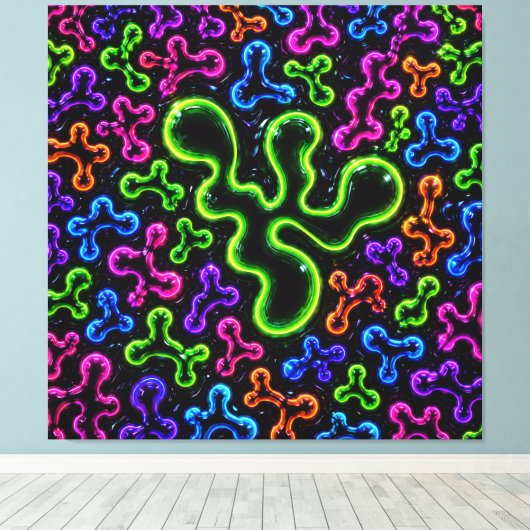 Neon Krabbels Canvas Afdruk (Insitu (Houten vloer))