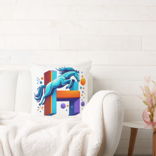 Neon Kracht Paard Springt Over H Letter Kussen