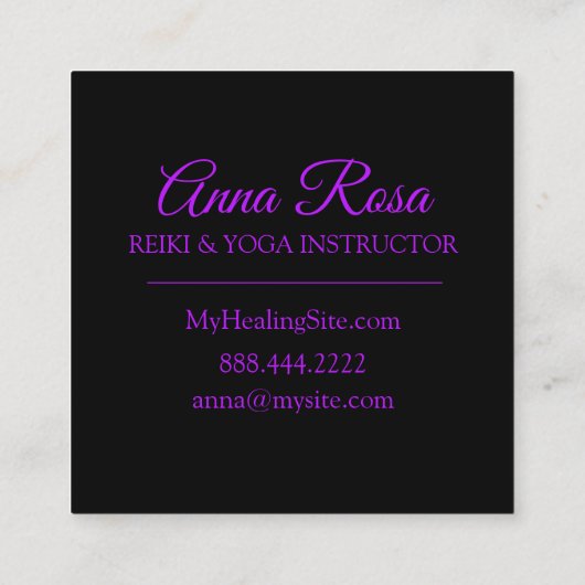 ** Neon Krachtige Mandala Healing Arts Vierkante Visitekaartje (Achterkant)