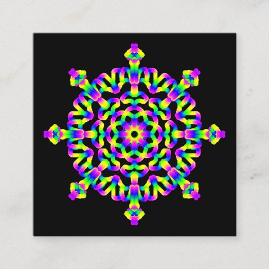 ** Neon Krachtige Mandala Healing Arts Vierkante Visitekaartje (Voorkant)
