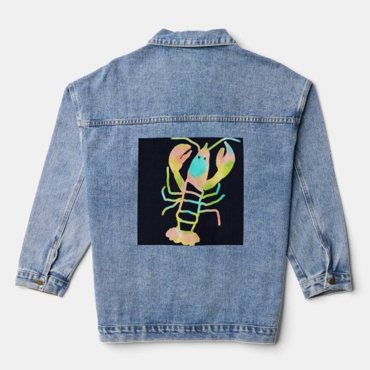 Neon kreeft denim jacket (Achterkant)