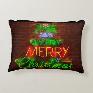 Neon Krijg een heel vrolijk kerstfeest Decoratief Kussen