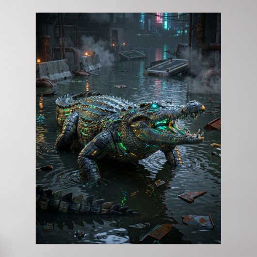 Neon Krokodil Ondergelopen Sector Poster (Voorkant)