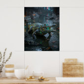Neon Krokodil Ondergelopen Sector Poster (Keuken)
