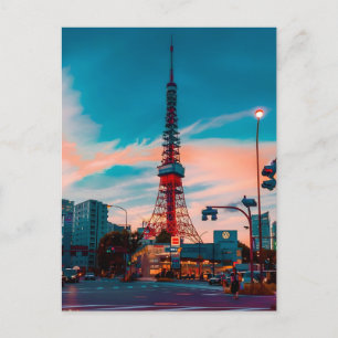 Neon Kroon van Tokio: Tokyo Tower in het Hart 2026 Feestdagenkaart
