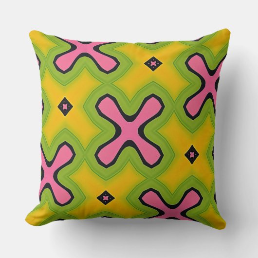 Neon Kruispunten Gooi Kussen (Voorkant)
