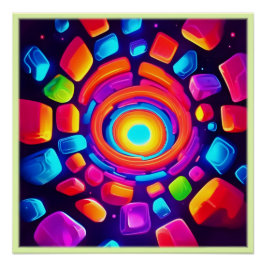 Neon Kubus Vortex Kunst Perfect Poster