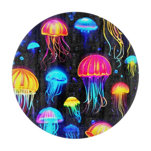 Neon Kwallen Droomlandschap Snijplank (Voorkant)