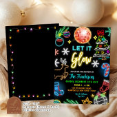 Neon Laat Het Glanzen Kerstvakantie Feest Kaart