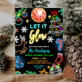 Neon Laat Het Glanzen Kerstvakantie Feest Kaart