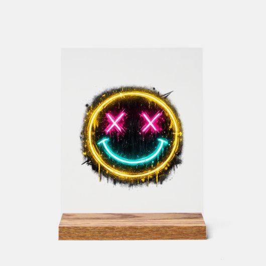 Neon Lachend Gezicht Acryl Bord (Voorkant)