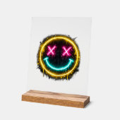 Neon Lachend Gezicht Acryl Bord (Hoek)
