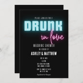 Neon Lad/dame dronken van liefde bruidspaar bruilo Kaart (Voorkant / Achterkant)