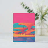 neon lagoon sunset neon futurist park floating pla briefkaart (Staand voorkant)