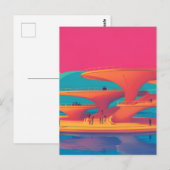 neon lagoon sunset neon futurist park floating pla briefkaart (Voorkant / Achterkant)